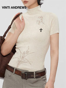 Traditional Styled Semi High Neck Slim Fit T-Shirt