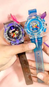Jam Tangan Anak dengan Lampu LED Neon Karakter Kartun Labubu Lucu dan Tali Silikon Fleksibel