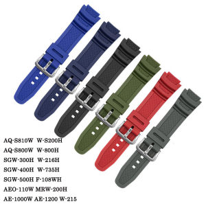 18Mm Ban Nhạc Dây đeo Silicon Cao Su thể thao chống nước dây đồng hồ Vòng Đeo Tay Cho Đồng Hồ CASIO Dây Đeo AE-1000W/ AQ-S800/Aq-S810W Phụ kiện đồng hồ