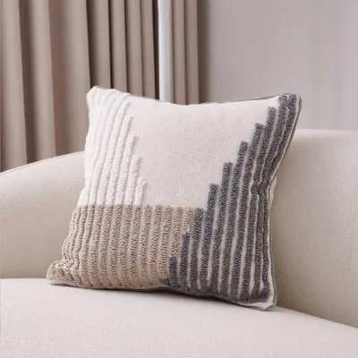 Modern Simple Cotton Linen Sofa Living Room Pillow Bohemian Tassel Window Seat Cushion Cover Geometric Pattern Square Pillow