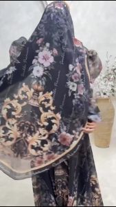 Glamora Syari Vol 2 By Soekha Gamis Set Khimar dan Scraft Ceruty Babydoll Digital Printing Premium