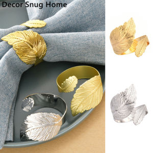 【Free Shipping】ห่วงรัดผ้าเช็ดปากใบวงแหวนเก็บม้วนผ้าเคลือบสีทอง