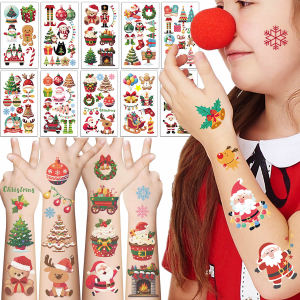 10pcs/pack Cartoon Christmas Tattoo Stickers Kids ChristmasDay Temporary Tattoos Stickers Toy Funny Waterproof Anime Gift Toys