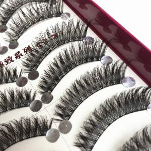 C23# Thick Cross Fake Eyelashes Eye Tail Long Encryption 13mm Cotton Thread Stem Nature Messy