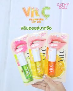 ✅ Cathy Doll ลิปออยล์ หัวใหญ่【วิตซีพลัมปิ้งลิปออยล์】บำรุงริมฝีปาก Cathy Doll  Vit C Plumping Lip Oil 2.4g
