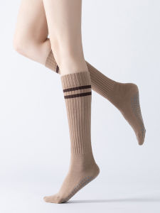 Anti-Slip Yoga Socks Womens Mid-Calf Fitness Gymnastics Floor Socks Adult Pilates Pressure Socks Cotton Sport Anti-Slip Socks