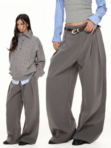 VATTY American Retro High-End Feel Pressed Pleat Drapey Suit Pants Women Straight Leg Wide Commute Intellectual Style Casual Pants