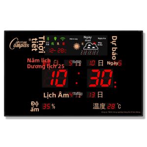 Compas | Đồng Hồ Tường Có Đèn Đêm Và Lịch Thời Tiết Số