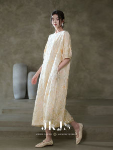 JK&JS | Floral Jacquard Tencel Loose Long Dress