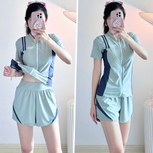 Womens Two-Piece Swimsuit Conservative plus Size Thermal Spa Special Large Size Swimwear Cover-Up Beach Fitness Swimming Suit