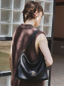 OMI Genuine Leather Hobo Womens Bag 2025 New Fashion Lazy Style Tanned Cowhide Tote Single Shoulder Crossbody Bag