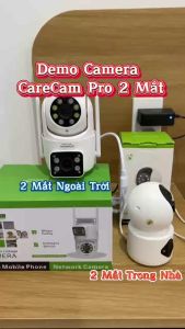 Camera WiFi CareCam pro 2 Mắt 2 Khung Hình 5.0Mpx Trong Nhà Hoặc 2 Mắt Ngoài Trời 10MP Có màu ban đêm Chạy App: Carecampro