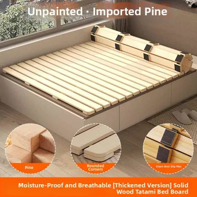 folding bed Breathable Anti-Moisture Solid Wood Folding Tatami Bed Frame
