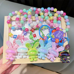 Ready Stock Acrylic Rabbit Keychain Pendant Colorful Beaded Fashion Bracelet Backpack Pendant Decoration Gift Womens Accessories