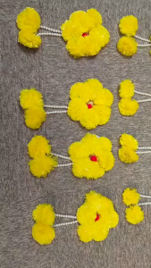 Traditional Handmade Artificial Flower Wall Hanging | Yellow Red Artificial Flowers Decoration Backdrop (Size - Hei - 11inch | Wid - 5.5inch | pack of 1 Pc)