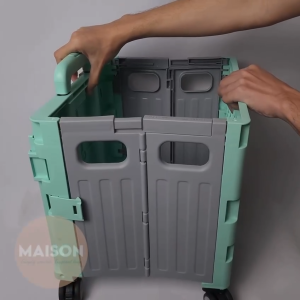 Foldable Trolley Cart Grocery Shopping Bag Shelf Large Capacity Rotatable Wheels Heavy Duty Portable Storage