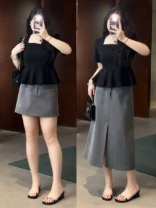 Elegant French Pleated Hem Short Sleeve T-Shirt Women Summer plus Size Slimming Concealing Shirt Stylish Trendy Top