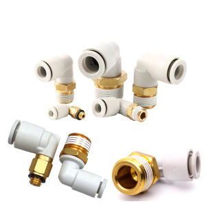 10PCS-PL pneumatic connector 4mm-12mm hose OD 1/8"1/4" 3/8"1/2"male pneumatic thread tube elbow connector tube Air Push In mount