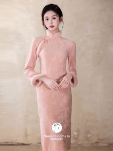 Warm Velvet Pink Chinese Style Cheongsam
