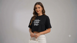 ( HATERS GONNA HATE ) 2026 TRENDY QUALITY PLUS SIZE SEMI CROP SHIRT ZUMBA WORK OUT SHIRT LOOSE FITTING