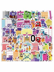 Bộ Đồ Chơi Khối Chữ Số Hoạt Hình 60 Miếng Dán Trang Trí Sổ Tay Mũ Xe Điện Gitar Đồ Dùng Văn Phòng Phẩm Chống Thấm Nước