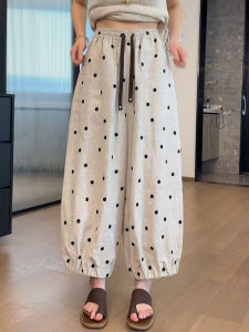 Shalldoer | Womens Casual Loose Wide Leg Pants Summer Thin Breathable Cuffed Long Trousers High Waist Harlan Pocket Detail Other Material