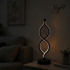 1PC Modern Twisted Infinity LED Table Lamp Minimalist Sculptural Bedside Night Light for Bedroom Living Room & Home Office Dec