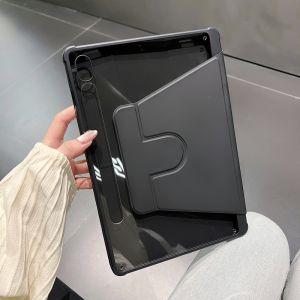 360 Rotation Y Folding Acrylic Transprent Case for Samsung Tab S10 S9 S8 S7 Plus FE A9 Plus 11 inch Tab S6 Lite with Pencil Holder Stand Casing
