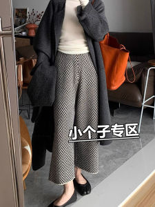 กางเกงขายาวทรงตรงผ้าขนสัตว์เนื้อนุ่มเนื้อหนาสำหรับผู้หญิงในฤดูใบไม้ร่วงและฤดูหนาว ทรงลำลอง กางเกงขายาวทรงตรง 8 ส่วน กางเกงขายาวทรงตรง