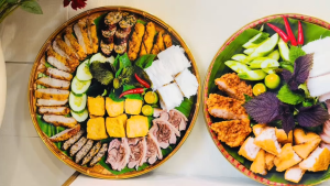 Tranh treo tường hình lá bồ đề hoa sen tay niệm Phật phong cách thiền tông tròn TT127