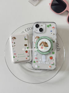 WASAI Cute Forest Family Illustration Magnetic Acrylic Phone Case Stand Transparent Design for  16 15Pro Max 13/14 Models