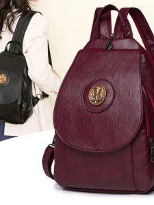 Soft Leather Dual Shoulder Bag Womens Fashion Small Backpack Chest Bag Retro Casual Multi-use Single Shoulder Travel Bag