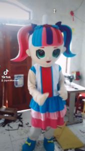 Kostum maskot badut karakter lol pelangi cantik setelan dewasa lucu