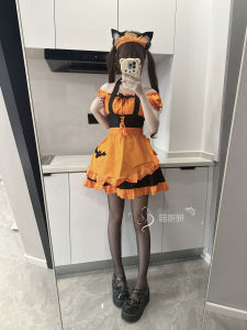 Meow Cake: Cute Pumpkin Dress Maid Costume Cos Bat L Vampire Olita Dress Halloween Costume
