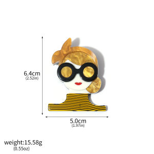 Colorful Stripes Wear Bowknot Glasses Gentle Lady Brooches For Women Acrylic Teacher Elegant Figure Party Office Bag Pin Gifts