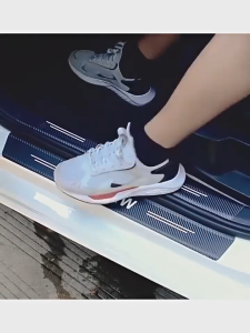 5/9Pcs Stiker Model Print Carbon 3D Pintu Mobil Mitsubishi Mirage Stiker Pelindung Pijakan Pintu Mobil Mitsubishi Mirage