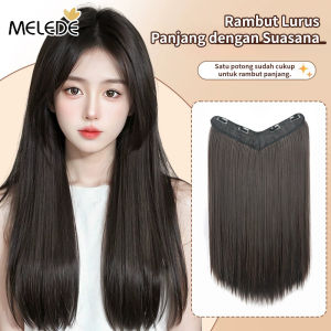 MELEDE Jepit Rambut Wig Lurus / Catok Bisa Dicuci / Hairclip Rambut Palsu Lurus Natural 60cm / Hairclip Bottom Curly / 60cm