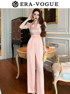 ZY.HT EraVogue จั๊มสูทผู้หญิง สีส้ม จั๊มสูททำงาน แขนสั้น จั๊มสูทขายาว ซาติน ลายดอก จั๊มสูทเกาหลี จั๊มสูทเซ็กซี่ ชุดเอี้ยมหญิง ชุดออกงาน 50112