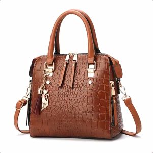 Womens Stylish Luxury Crocodile Pattern Handbag Shoulder Bag Alligator Crossbody Bag for Ladies Girls Parties Formal Casual Work