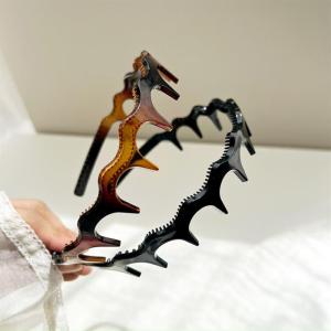 Womens High Hairline Anti-Slip Hairband with Wave Design And Teeth for Washing Face Organic Glass Hair Accessories