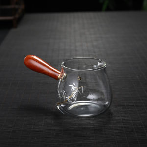 เครื่องกรองชาญมือญสไตล์ญี่ปุ่น เครื่องกรองชาแบบแก้ว ตะแกรงละเอียด อุปกรณ์ชงชาแบบจีนโบราณ ถ้วยแบ่งชา ฝาครอบ