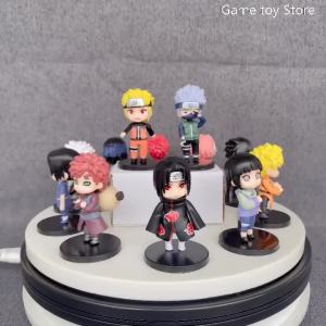 Bandai | 12PCS Anime Naruto Whirlpool Naruto Flag Moka Kakashi Haruno Sakura Standing Posture Handmade PVC Model Anime Peripheral Toys
