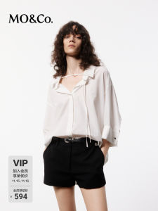 MoCo Summer Silk Cotton Blend Loose Silhouette Three-Quarter Sleeve Shirt French MoEnKo Street Style Loose Fit Long Sleeve