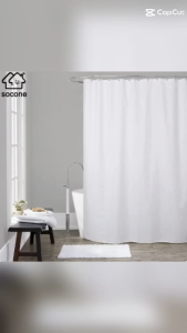Socone Luxury 5 Star Quality Shower Curtain Waterproof Non-transparent Makapal Including Shower Rings 180x180CM 70x70inches