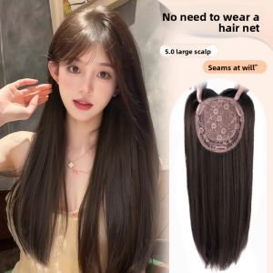 MONLEYTA | Full Head Wig Womens Long Straight Hair No Hat Needed Natural Seamless Top Piece Black Long Straight Whole Head Wig