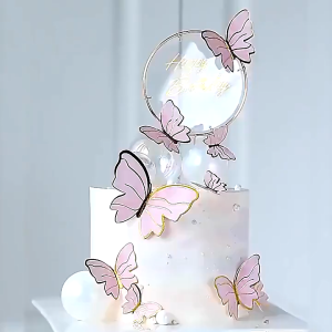 EZ Mall Set Butterfly Paper Bouquet Birthday Cake Advanced Card Decoration DIY Butterfly Cake Topper