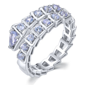 Lohaspie Jewelry Real Solid Sterling Silver 925 Ring Original Natural Aquamarine Tanzanite Ring 925 Silver Aquamarine Ring Aquamarine Engagement Ring For Women Silver 925 Jewelry