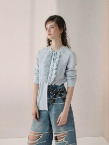 AIVEI | Palace Style Wooden Ears Freshness Long Sleeve Shirt