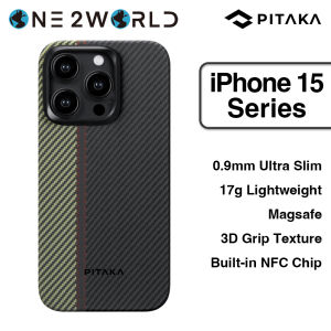 PITAKA 600D MagEZ Aramid Fiber Case 4 iPhone 15 Cover Magsafe Superthin Lightweight 3D Grip Textured With Built-in NFC