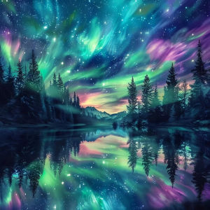 500/1024PCS Jigsaw Puzzle Peaceful Aurora Night Sky Scene For Adults Ideal For Stress Relief And Relaxation